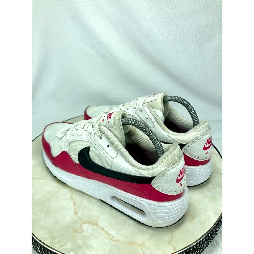 Nike Air Max SC Low Top Shoes Womens 9 White Red Sporty Streetwear Y2K Sneakers